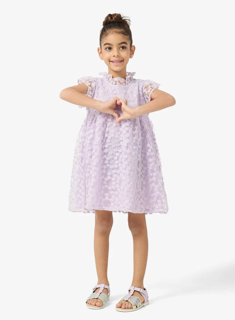 Pinata Purple Daisy Textured Lace Dress